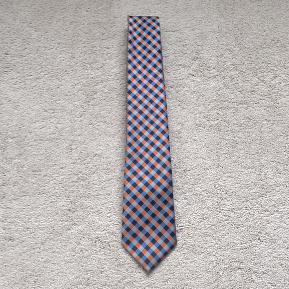 Orange Blue Checkered Tie - Picture 1 of 2